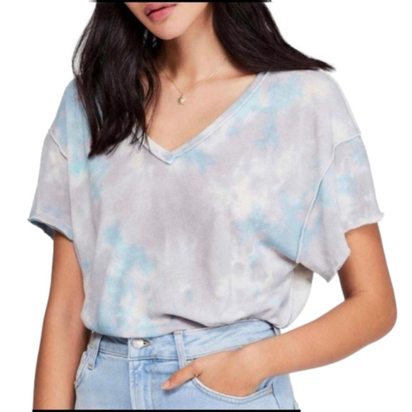 Free People Tie Dye Cut Out Back Slouchy Boho Tee NWT - Picture 2 of 14